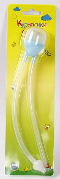Аспиратор назальный с трубочкой Курносики, голубой (7078) - Pampik - 3