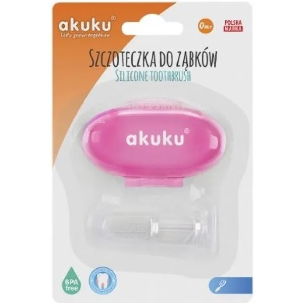Силіконова зубна щітка і масажер для ясен Akuku, рожевий футляр (A0265) - Pampik - 2