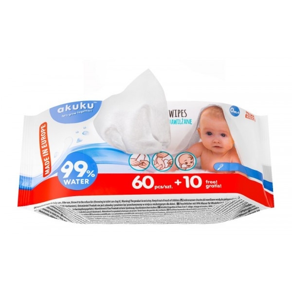 Детские влажные салфетки Akuku, 70 шт. (A0031) - Pampik - 3