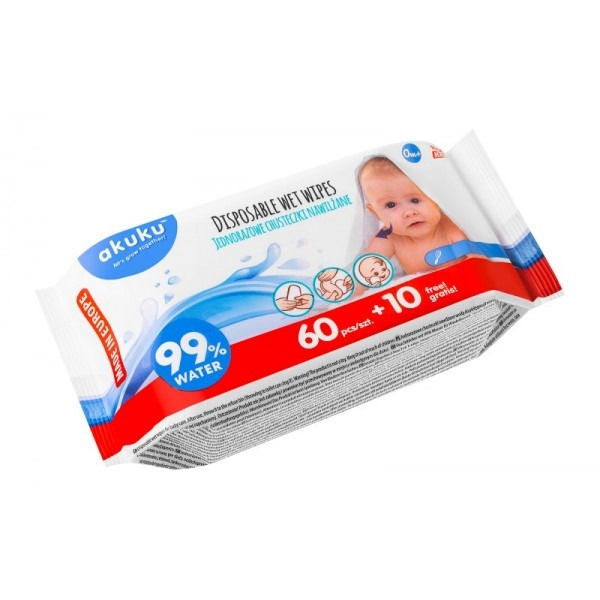 Детские влажные салфетки Akuku, 70 шт. (A0031) - Pampik - 2