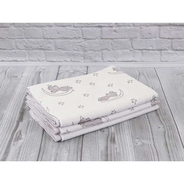 Багаторазова непромокаюча пелюшка Руно Мишка на місяці, жаккард, 70х50 см (МЖ5070) - Pampik - 3