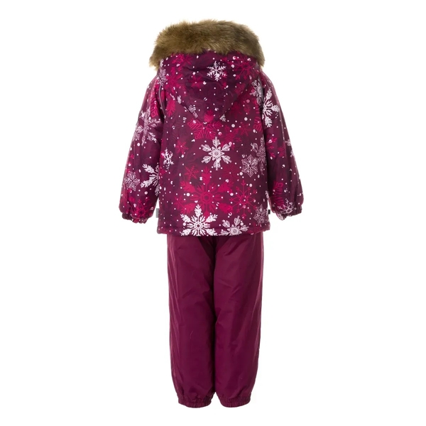 Дитячий зимовий комплект Huppa Avery, куртка та напівкомбінезон, р.80, бордовий з принтом/бордовий (41780030-14334-080) - Pampik - 2