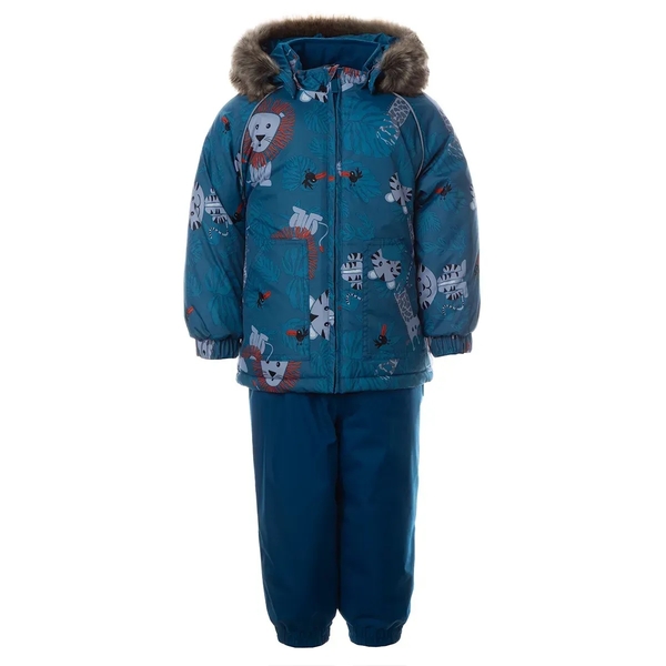 Дитячий зимовий комплект Huppa Avery, куртка та напівкомбінезон, р.86, бірюзово-зелений з принтом/бірюзово-зелений (41780030-03066-086) - Pampik