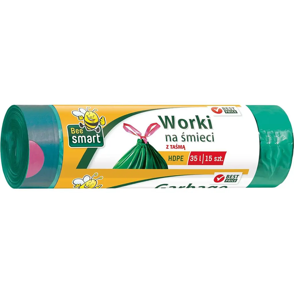 Мешки для мусора Paclan Bee Smart Bin Liner с завязками 35 л, 15 шт. - Pampik