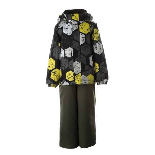 Дитячий зимовий комплект Huppa Winter 1, куртка та напівкомбінезон, р.122, темно-зелений з принтом/темно-зелений (41480420-22357-122) - Pampik