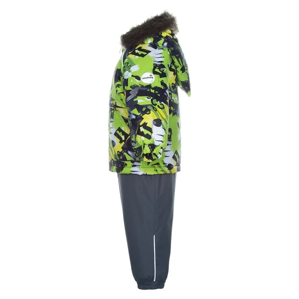 Дитячий зимовий комплект Huppa Avery, куртка та напівкомбінезон, р.86, лаймовий з принтом/сірий (41780030-92847-086) - Pampik - 3