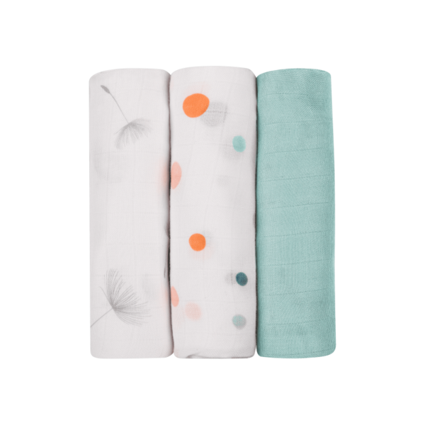 Набор пеленок Lionelo Bamboo Set Dot, 70х70 см, 3 шт., бело-голубой (LO-BAMBOO SET DOT) - Pampik - 2