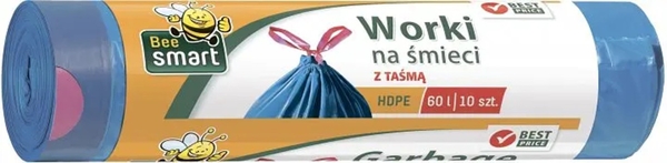 Мішки для сміття Paclan Bee Smart Bin Liner із зав'язками 60 л, 10 шт. - Pampik