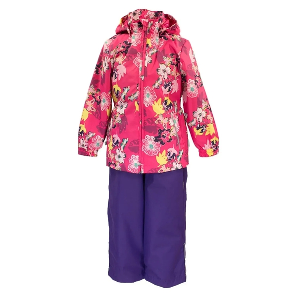 Дитячий демісезонний комплект Huppa Yonne, куртка та напівкомбінезон, р.92, фуксія з принтом/лілoвий (41260014-81163-092) - Pampik