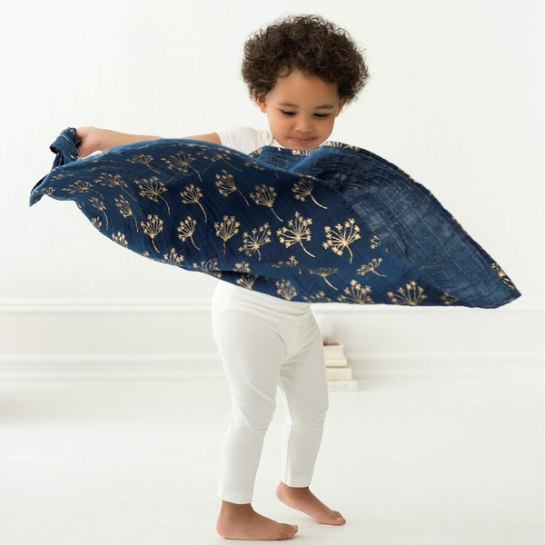 Муслинові пелюшки Aden + Anais Musy Gold Deco, 70х70 см, 3 шт., біло-синій (AA7235G) - Pampik - 3