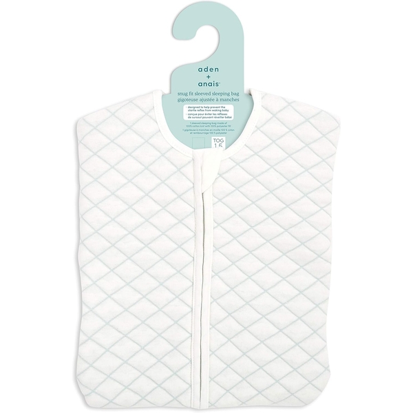 Спальник Aden + Anais Snug Fit Baby Sleeved Sleeping Bag, 3-6 мес., кремовый с мятным швом (40007) - Pampik - 2