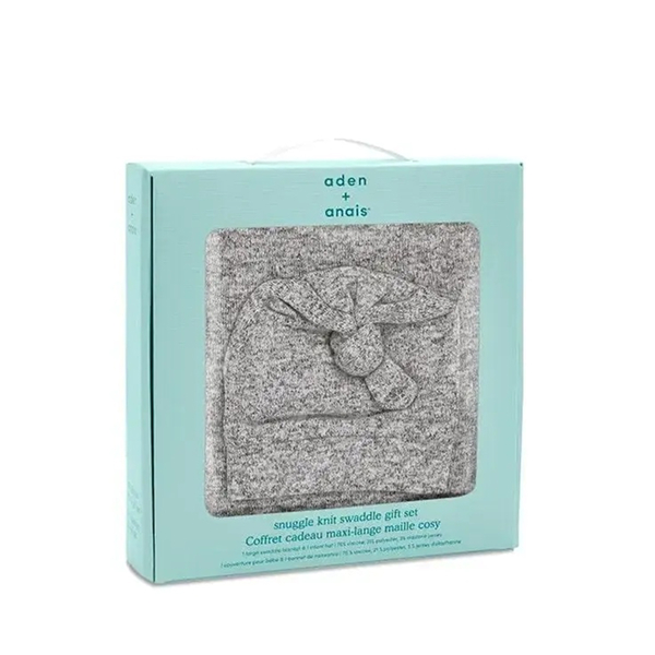 Подарунковий набір Aden + Anais Heather Grey, пелюшка та шапочка, сірий (AA20002) - Pampik - 2