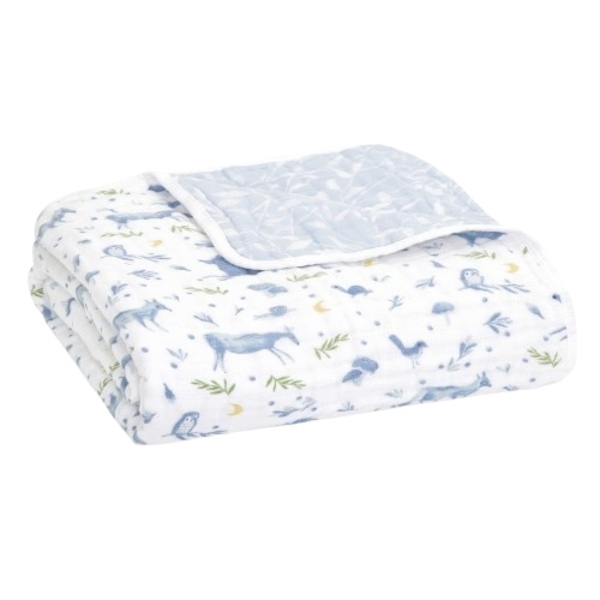 Плед Aden + Anais Outdoors Sleepy Forest, органічна бавовна, 120х120 см, блакитний (ADBO10001) - Pampik