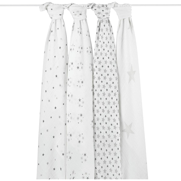 Набір пелюшок Aden + Anais Twinkle, муслін, 120х120 см, 4 шт., біло-сірий (AA2038G) - Pampik - 3