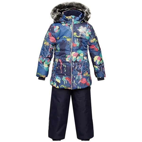 Комплект зимовий Huppa Belinda 1: куртка + напівкомбінезон, р.92, темно-синій з принтом (45090130-13486-092) - Pampik