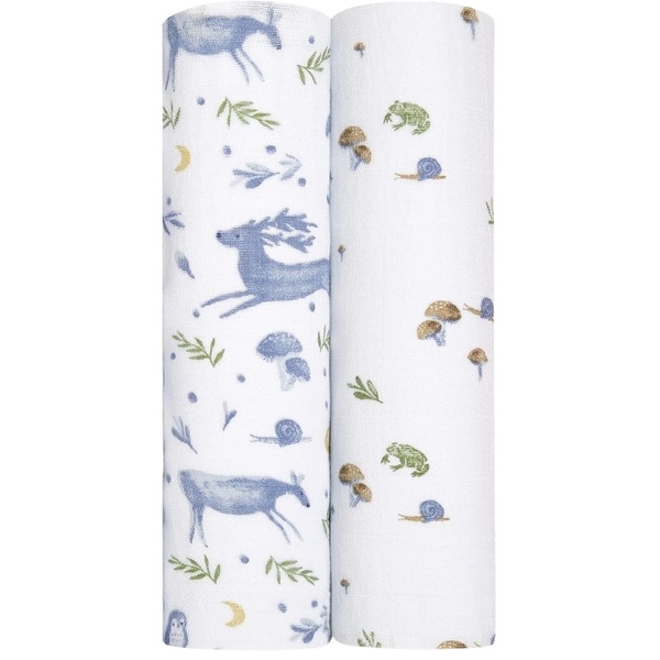 Набір пелюшок Aden + Anais Outdoors, муслін, 120х120 см, 2 шт., біло-блакитний (ASWO20002) - Pampik