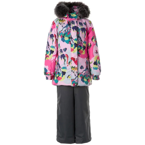 Комплект зимний Huppa Renely 2: куртка + полукомбинезон, р.128, розовый с серым (41850230-13403-128) - Pampik