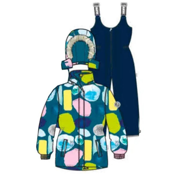 Комплект зимовий Huppa Renely 2: куртка + напівкомбінезон, р.110, бірюзовий з темно-синім (41850230-14666-110) - Pampik