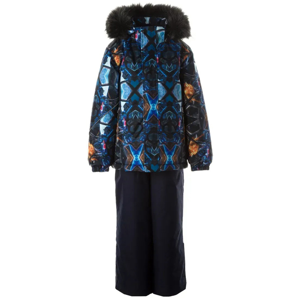 Комплект зимовий Huppa Dante: куртка + штани, р.122, темно-синій з принтом (41930030-22599-122) - Pampik