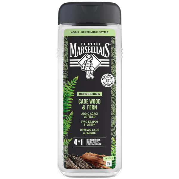 Гель-шампунь для чоловіків 4 в 1 Le Petit Marseillais Ялівець та екстракт папороті, 400 мл - Pampik