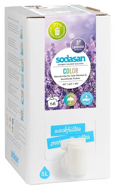 Органічний засіб для прання Sodasan Color Lavender, з пом'якшувачем води і кондиціонером, для кольорових і чорних тканин, 5 л - Pampik - 2