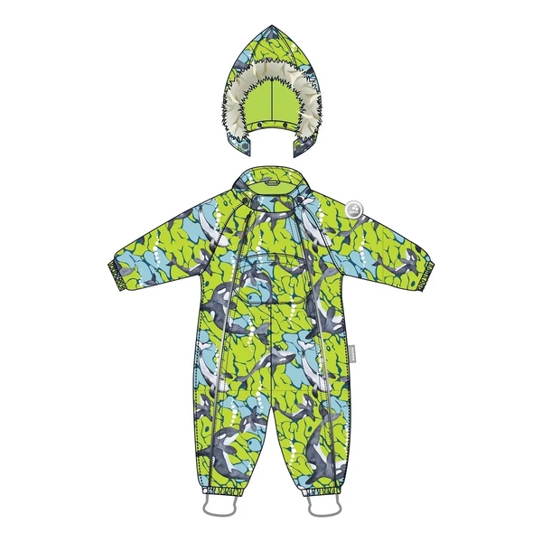 Детский зимний комбинезон Huppa Reggie 1, р.80, лаймовый с принтом (36020130-13347-080) - Pampik