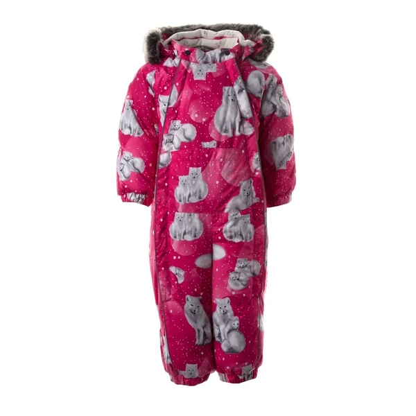 Детский зимний комбинезон Huppa Reggie 1, р.80, фуксия с принтом (36020130-23163-080) - Pampik