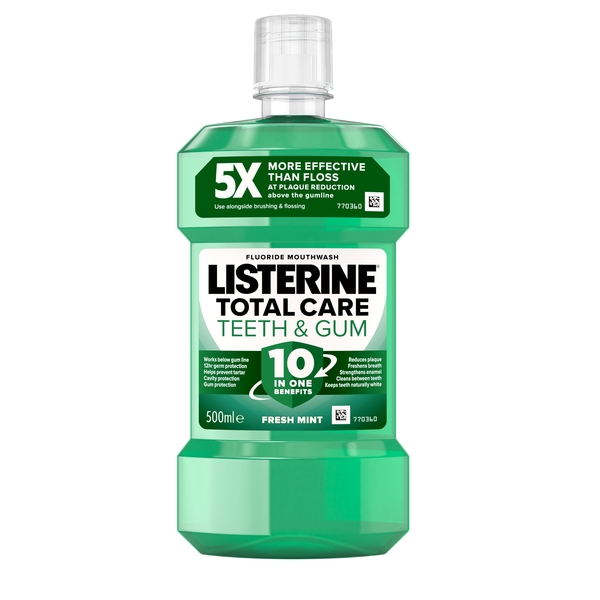 Ополіскувач для ротової порожнини Listerine Total Care Захист зубів та ясен, 500 мл - Pampik