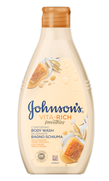 Гель для душу Johnson's Vita-Rich Смузі Доглядовий, з йогуртом, вівсом і медом, 750 мл - Pampik