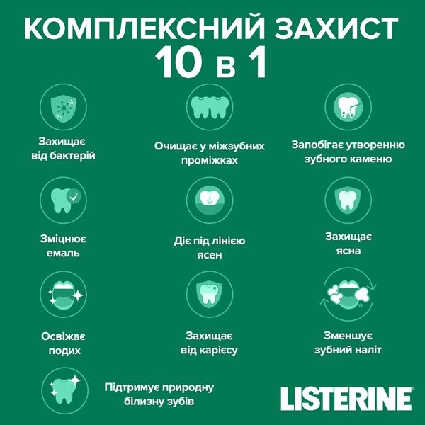 Ополіскувач для ротової порожнини Listerine Total Care Захист зубів та ясен, 500 мл - Pampik - 4