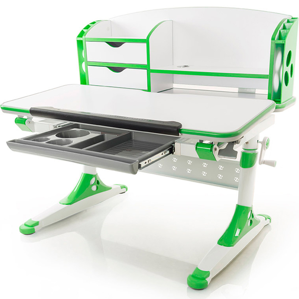 Стіл Evo-kids Aivengo (M) Green (арт.Evo-700 WZ) - стільниця біла / ніжки білі з зеленим (коробок-2 шт.) - Pampik