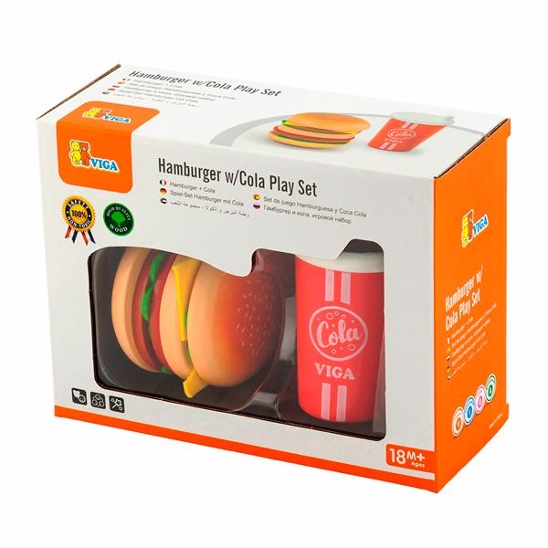 Іграшкові продукти Viga Toys Дерев'яні гамбургер і кола (51602) - Pampik - 2