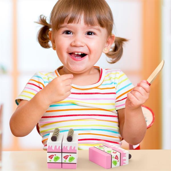 Игрушечные продукты Viga Toys Деревянный клубничный торт (51324) - Pampik - 5