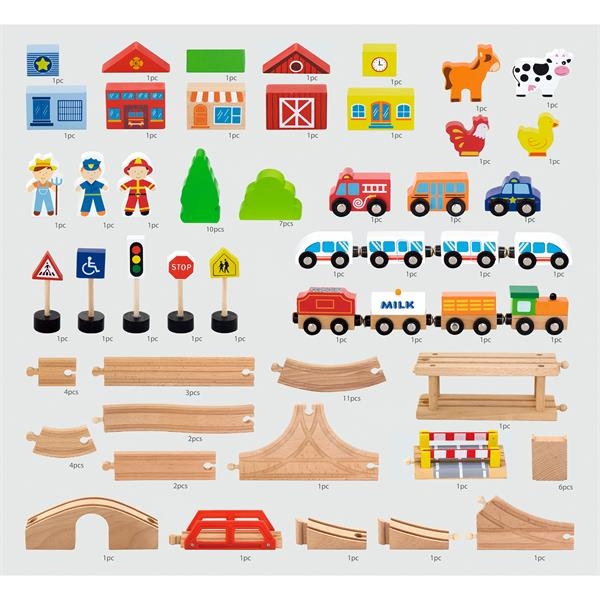 Іграшкова залізниця Viga Toys дерев'яна 90 ел. (50998) - Pampik - 4