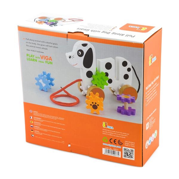 Дерев'яна каталка Viga Toys Собачка з шестерінками (50977) - Pampik - 3