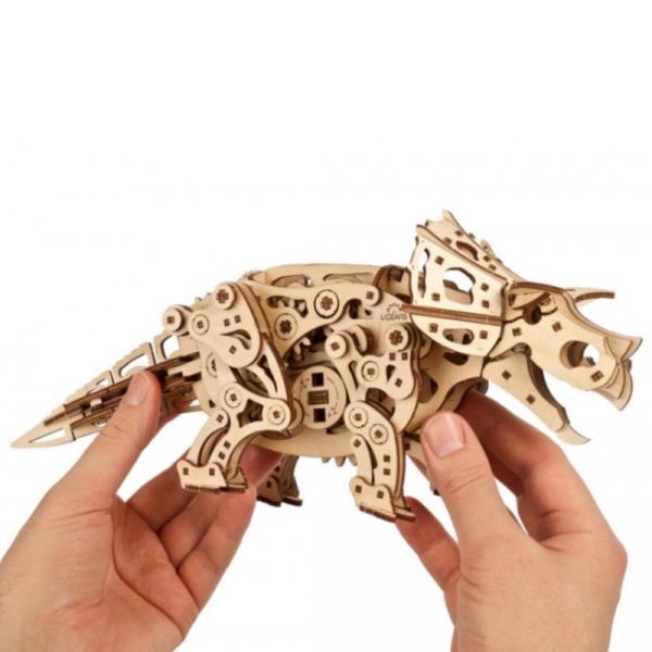Деревянный механический 3D конструктор Ugears Трицератопс (70211) - Pampik - 4