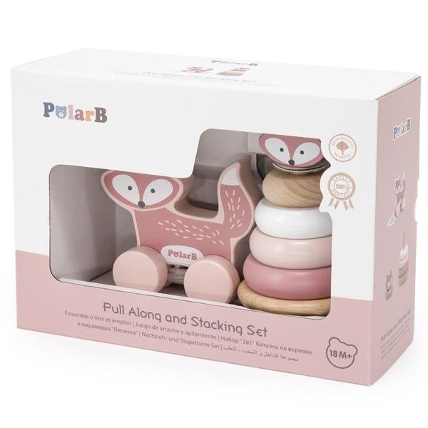 Набор деревянных игрушек PolarB Каталка и пирамидка Лисичка (44228) - Pampik - 5