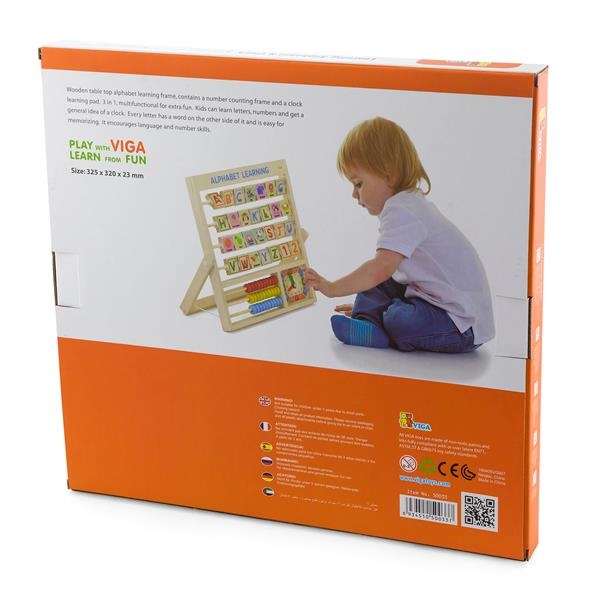 Деревянная игра Viga Toys Английский алфавит с часами и счетом (50033) - Pampik - 3