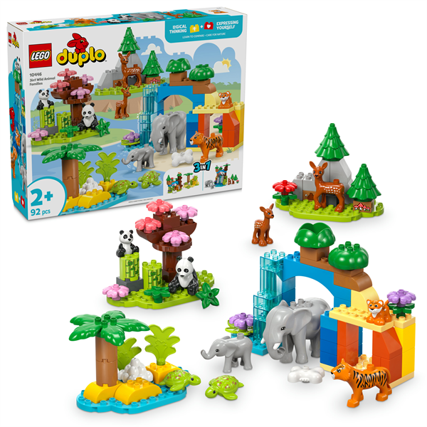 Конструктор LEGO DUPLO Town Сімейства диких тварин 3-в-1, 92 деталі (10446) - Pampik