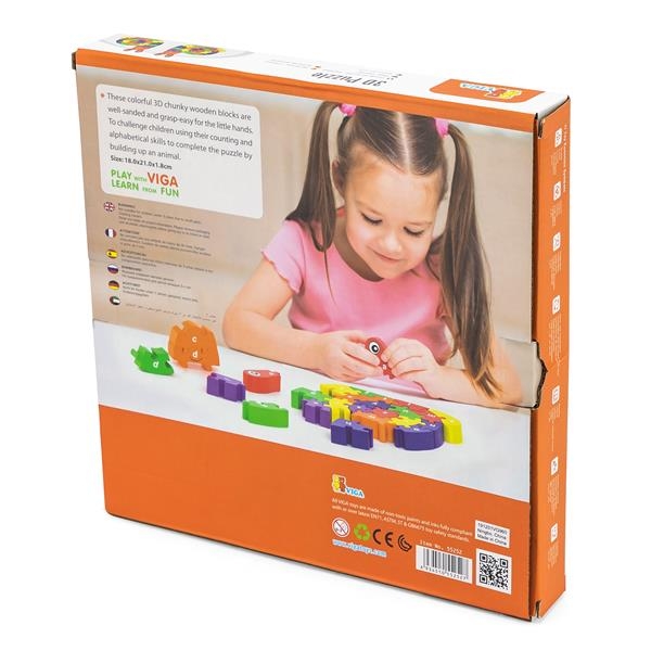 Деревянный пазл Viga Toys Улитка по буквам, 26 элементов (55252) - Pampik - 4