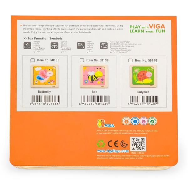 Дерев'яний мініпазл Viga Toys Метелик, 4 ел. (50136) - Pampik - 2