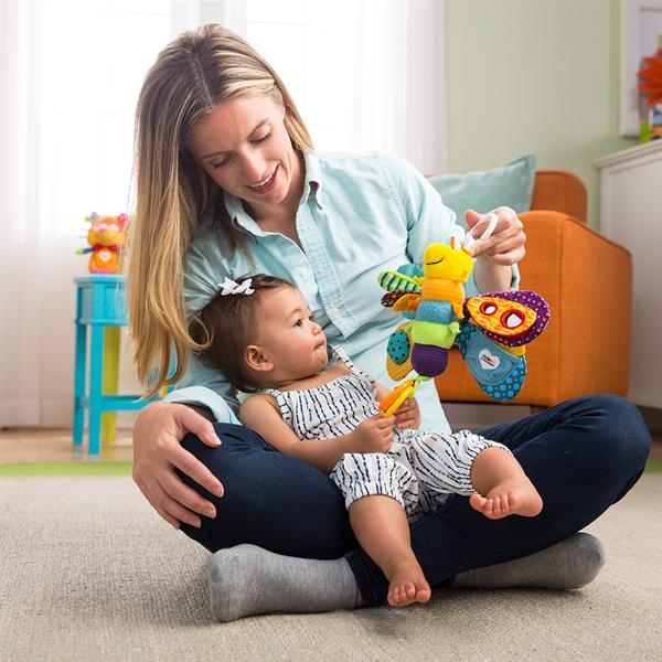 Мягкая игрушка-подвеска Lamaze Бабочка, с прорезывателем и пищалкой (L27024) - Pampik - 5