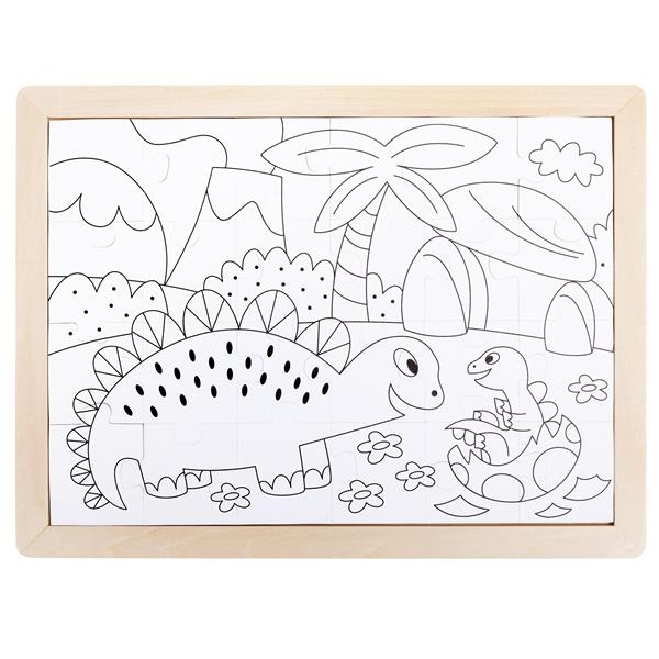 Пазл Hape Динозаври з розмальовкою, 24 елементи (E1641) - Pampik - 2