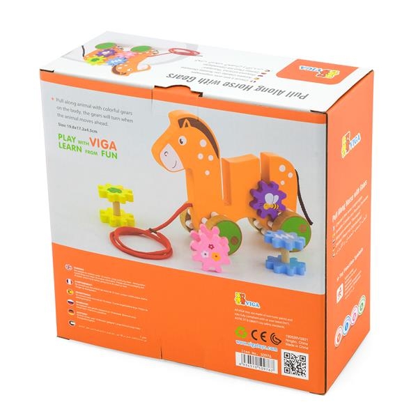 Дерев'яна каталка Viga Toys Коник із шестерінками (50976) - Pampik - 3