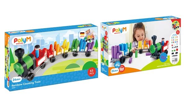 Конструктор PolyM Веселковий поїзд з цифрами, 63 деталі (760022) - Pampik