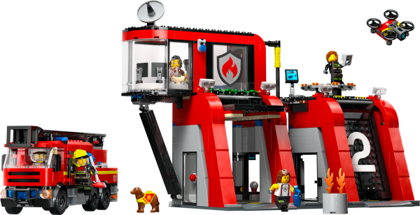 Конструктор LEGO City Пожежне депо з пожежною машиною 843 деталі (60414) - Pampik - 2