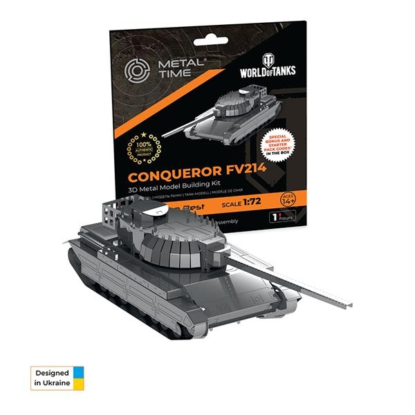Колекційна модель-конструктор Metal Time World of Tanks Танк Conqueror FV214, 46 деталей (MT069) - Pampik