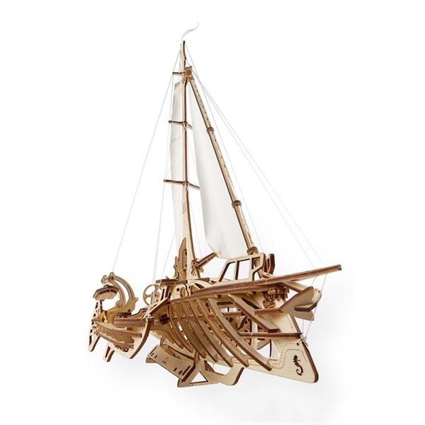 Дерев'яний механічний 3D конструктор Ugears Тримаран Меріхобус (70059) - Pampik - 7