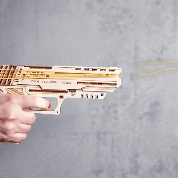 Деревянный механический 3D конструктор Ugears Пистолет Вольф-01 (70047) - Pampik - 10