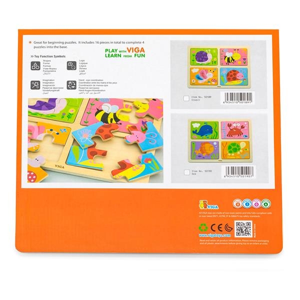 Набор деревянных пазлов Viga Toys Море 4 в 1 (50190) - Pampik - 2